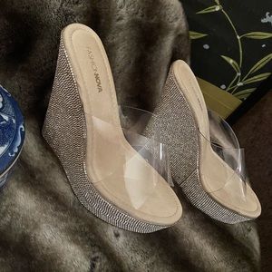 Clear rhinestone wedges